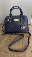 Michael Kors Navy Saffiano Leather Small Satchel Crossbody Bag Gold Hardware