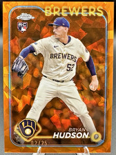 2024 Topps Chrome Update Bryan Hudson Orange Sapphire Refractor Rookie RC/25