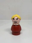Vintage Fisher Price little people wood red teen girl/mom w/yellow hair