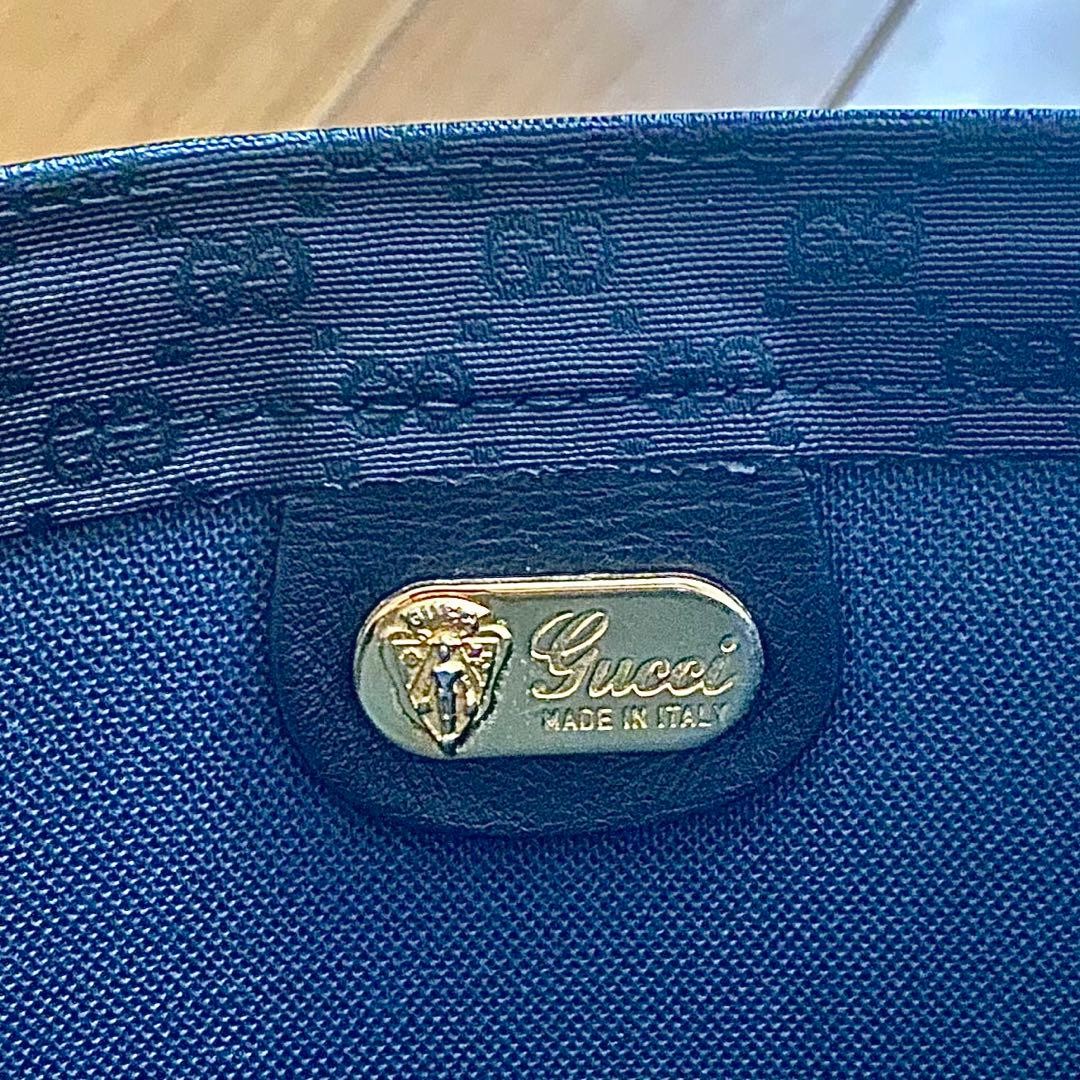 GUCCI Vintage Sherry Line Leather Tote Bag Black GG Leather Made in Italy thumbnail 9