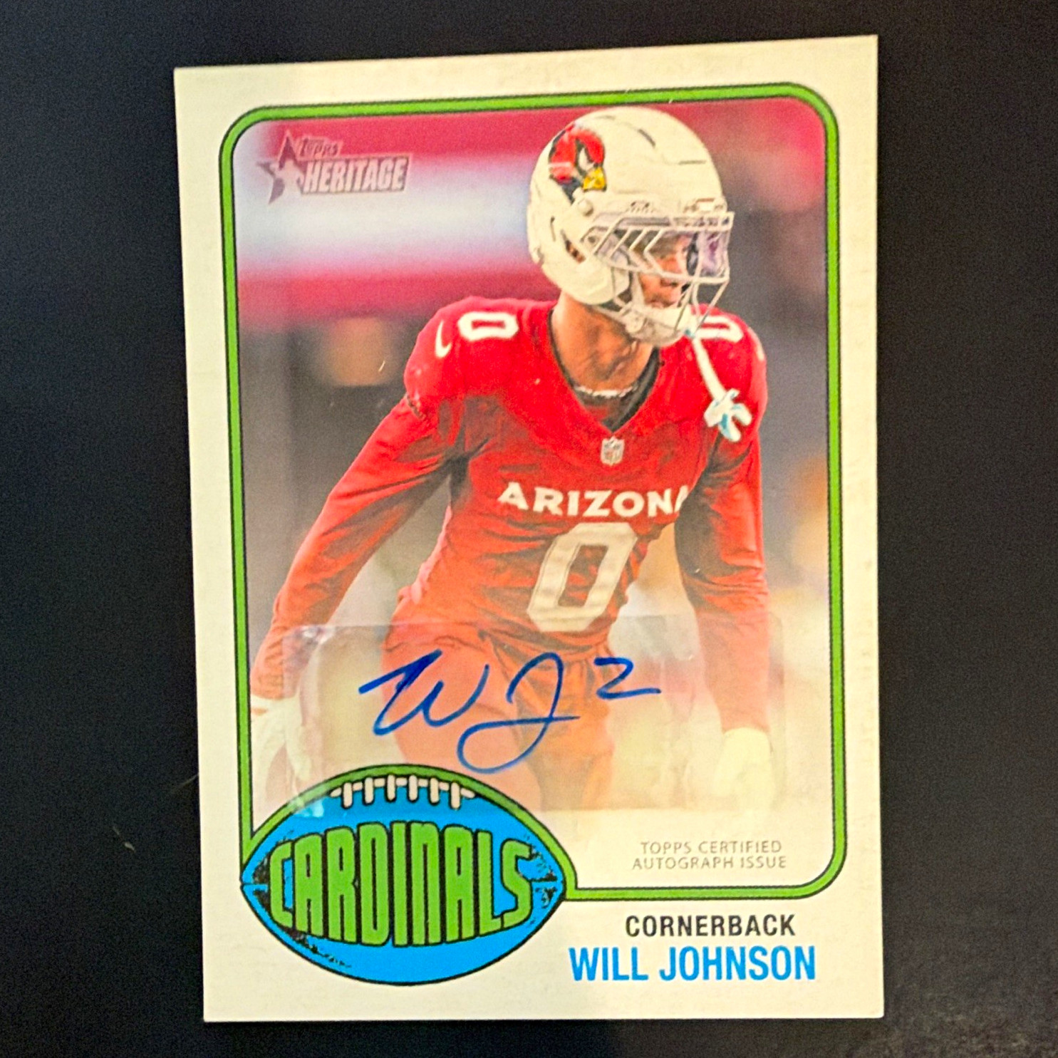 2026 Topps Heritage - Will Johnson -Arizona Cardinals ROA-WJ - RC AUTO
