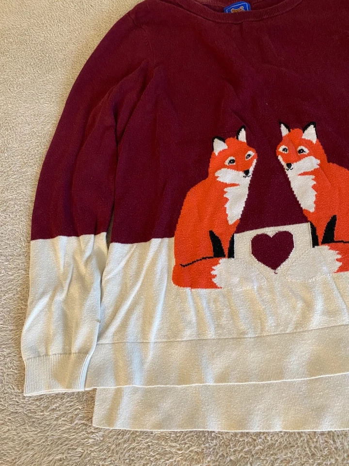 VTG Le Tigre Fox Heart Sweater 100% Cotton Women's Medium Retro 70s 80s Burgundy - Image 2 of 4
