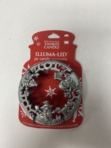 Yankee Candle Illuma-Lid Snowman "JOY" Silver Pewter Jar Topper - New - Picture 1 of 4
