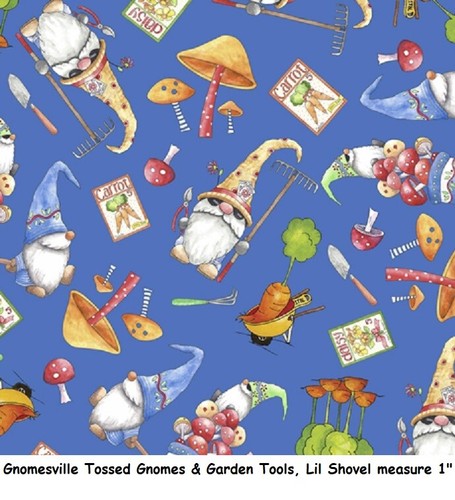 Gnomesville Garden Gnome Fish & Hook cotton quilt fabric Quilting Treasure White - Picture 10 of 13