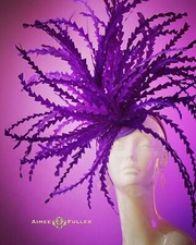 Aimee Fuller Kentucky Derby Fascinator Hat Purple Feather Royal Ascot Hat Easter