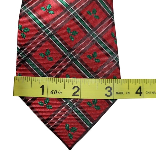 Corbata a cuadros George Christmas Muérdago para hombre 58" roja verde vacaciones NUEVO - Imagen 9 de 12