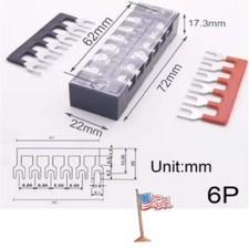 600V 15A Dual Row 6P Screws Terminal Electric Barrier Strip Block 10/5/1sets