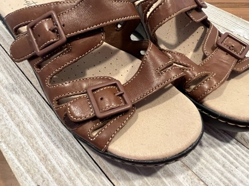 NEW Clarks Delana Liri 2 Strap Adjustable Platform Wedge Slide Sandal Tan 7.5 - Picture 2 of 7