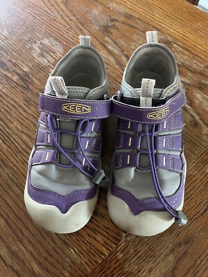Keen Knotch Hollow Shoes Youth 3/Y3 Purple Gray Strap Elastic Laces Lightly Used