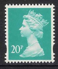 GB 1993 sg Y1684 20p Turquiose-Green photogravure 2 bands MNH ex Y1679