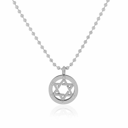 Collier Homme Acier Inoxydable Avec Pendentif étoile De David - Longueur 50 Cm, Pendentif 4,4x2,6 Cm - Pochette Velours Incluse
