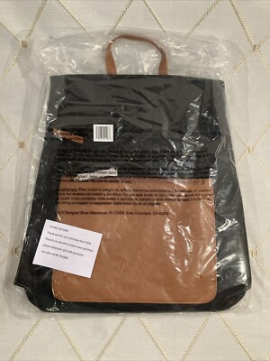 DSW Backpack Bag Foldover Flap with Snap Closure Unisex Black Brown