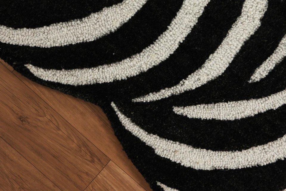 Alfombras de área acolchadas 100 % lana hechas a mano con patrón óptico Wide Runner de 3'0''x12'0"" ft Foto 4 de 4