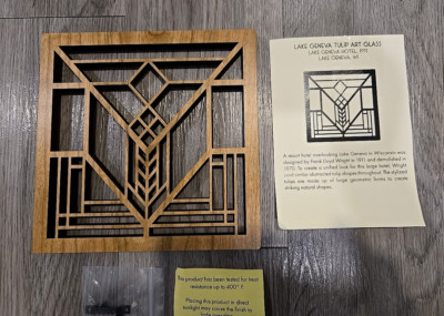 Frank Lloyd Wright Lake Geneva Inn Wisconsin Hardwood Trivet Made In the USA