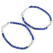 Rare 115.00 Cts Earth Mined ENHANCED  Sapphire Round Shape Beads Anklet Pair