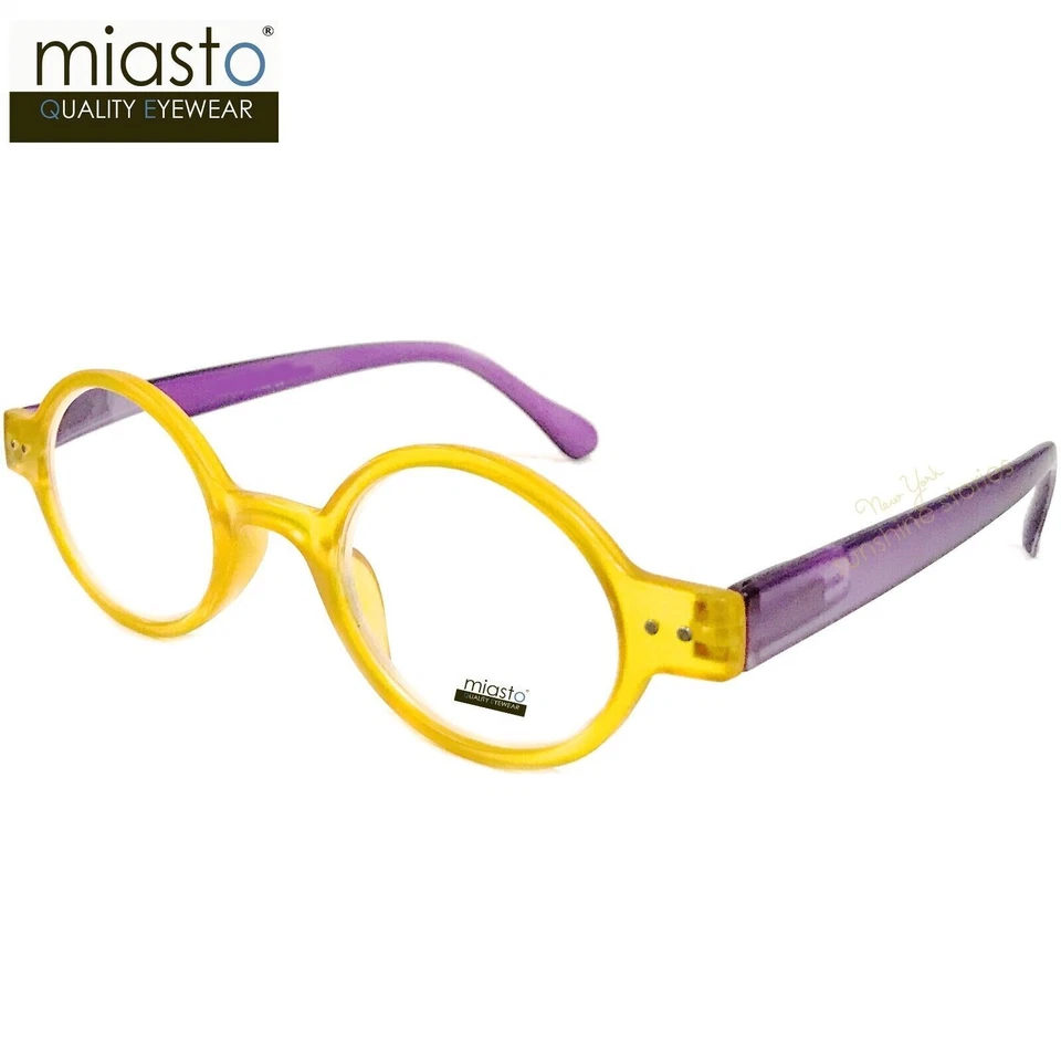 (2 PARES) GAFAS DE LECTURA MIASTO CIAO ITALIA PEQUEÑAS REDONDAS OVAL + 1,50 COLOR AMARILLO Foto 2 de 3