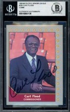 Curt Flood Beckett BAS Signed 1989-90 Pacific Senior League Autograph