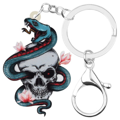Halloween Acrylic Skull Snake Flower Keychains Car Key Ring Gifts ...