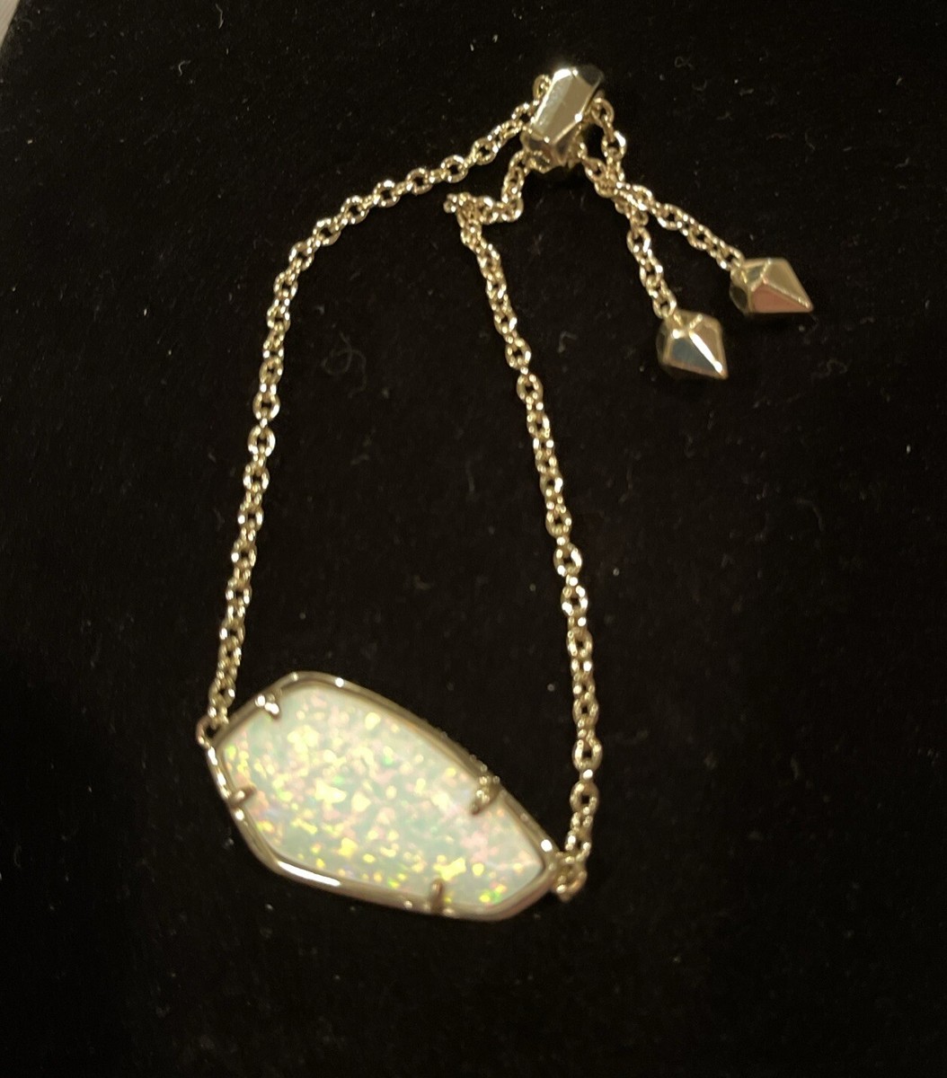 Kendra Scott Cambel Silver and white Kyocera Opal Adjustable