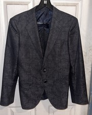 Nice Womens Knot Standard Bespoke Gray Black Floral 100% Wool Blazer Jacket Sz 8