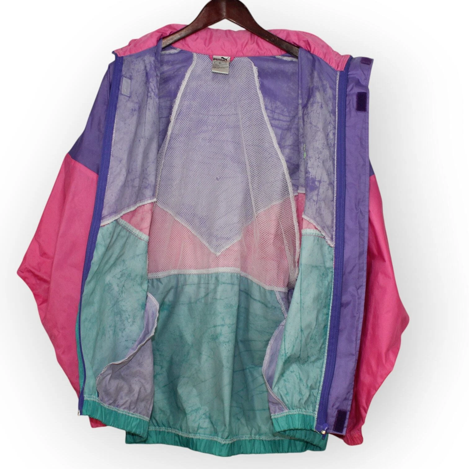 COACH Giacca a vento vintage anni 80 PUMA XL allenatori cappuccio nylon full zip gaper spedizione gratuita