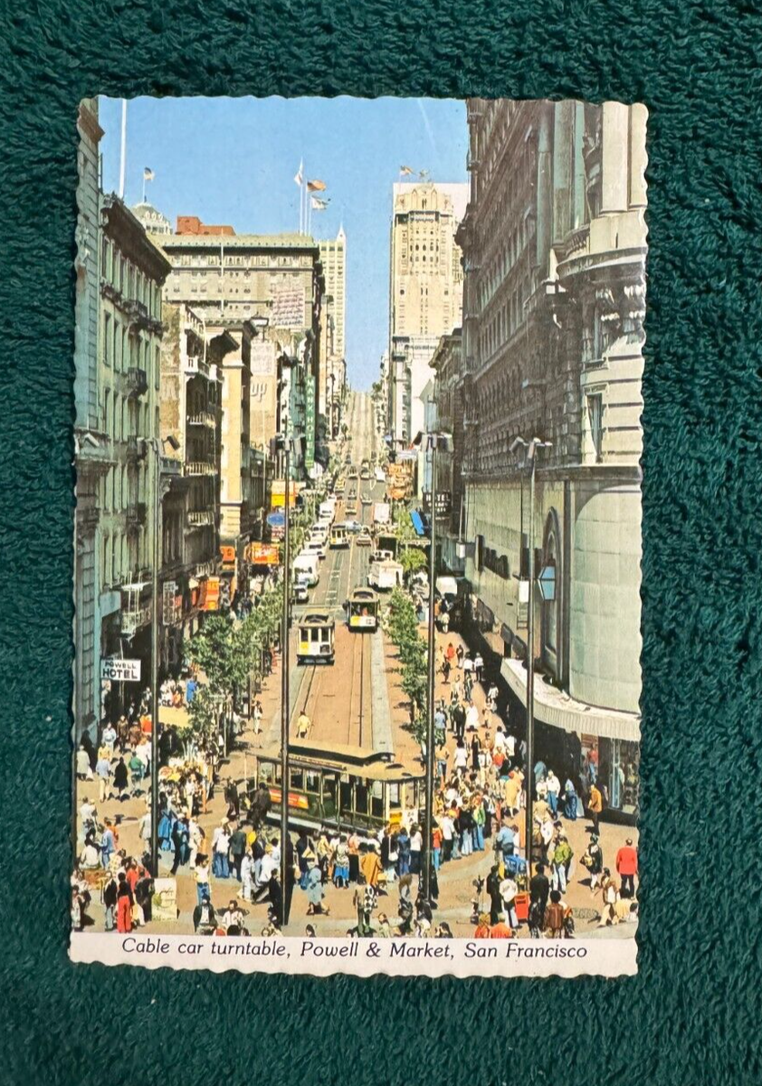 Postcard ~ Cable car turntable ~ Powell & Market ~ San Francisco