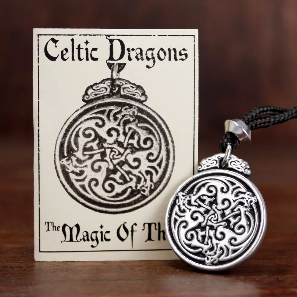 Pewter Triple Celtic Dragon Knot Pendant Jewelry Irish Knotwork