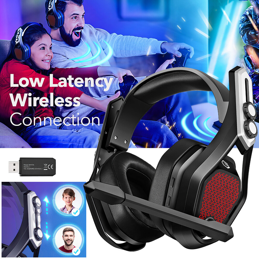 Gaming Headset with Microphone Wireless Over-Ear Headphones for Computer Laptop-image