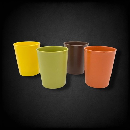 Vintage Tupperware Cup Set #1251 Harvest Colors 8 oz Lot of 4 Plastic 3.5" Cups - Picture 5 of 10