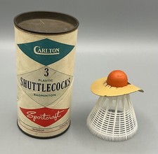 Vintage Carlton Sportcraft 1 Badminton Shuttlecock Birdies In Cardboard Tube