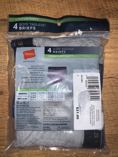 Hanes Platinum 4 Pair Pack Boy's Tagless Comfort Soft Boxer Briefs Size Small - Picture 2 of 6