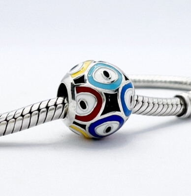 Lucky Hamsa Evil Eye Charm Bead bunt echt 925 Sterling Silber  