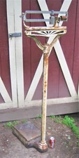 ANTIQUE MEDICAL ART DECO CAST IRON MEASURE FLOOR SCALE STEAMPUNK MAN CAVE USA LG