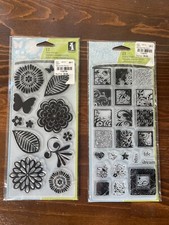 New Set of 2 Inkadinkado Modern Flower Flourishes Nature Clear Stamp Set NEW