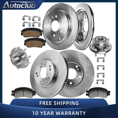 Front and Rear Brake Rotors Pads Wheel Hub Bearing Kit for 2007 - 16 GMC Acadia