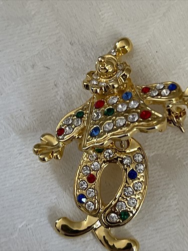 Vintage Clown Movable Legs BROOCH PIN Rhinestones Signed WEN Excellent M12 - Picture 6 of 12