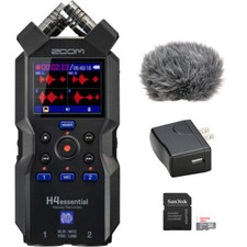 Zoom H4essential 4-Track Audio Recorder w/ Windbuster, 32GB Card  Adapter KIT