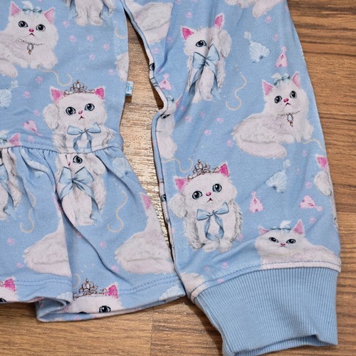 POSH PEANUT sz 7Y/8Y Dixie Kitty Blue Hoodie Zip front Jacket Cat Bamboo NEW - Picture 7 of 11