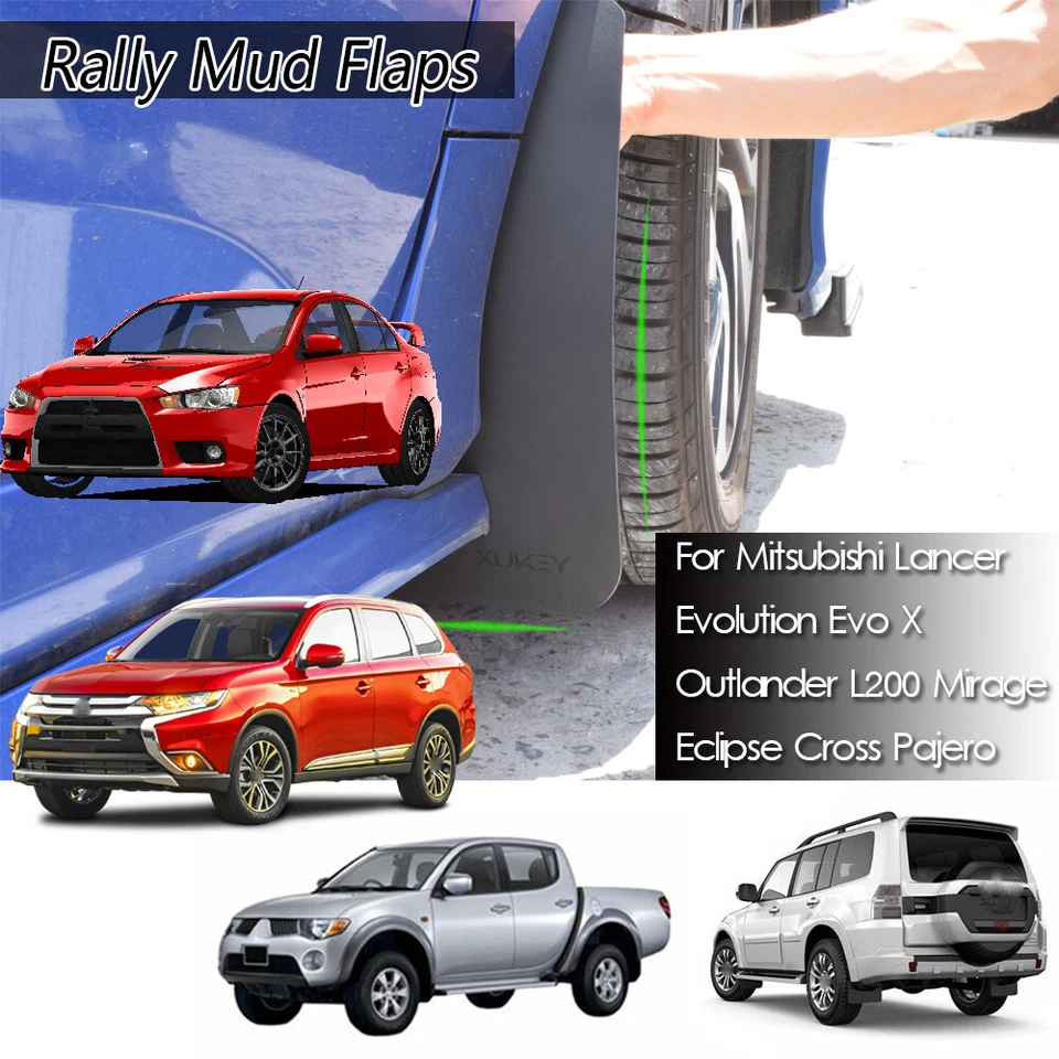 AMPLIOS protectores contra salpicaduras para Mitsubishi Lancer EVO Evolution 8 9 X guardabarros con clips Foto 3 de 4