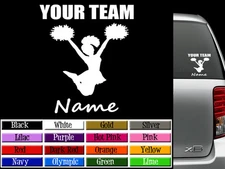 Sports CHEERLEADER Vinyl Decal Sticker - Custom Personalized Text Color & Size