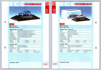 BMW Z3 M Coupe / 7er Limousine #319/20 PC-Modelle - Herpa Data Sheet