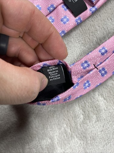 Nordstrom Men's Shop 100% Silk Pink Blue Floral Pattern Necktie Tie - Picture 5 of 8
