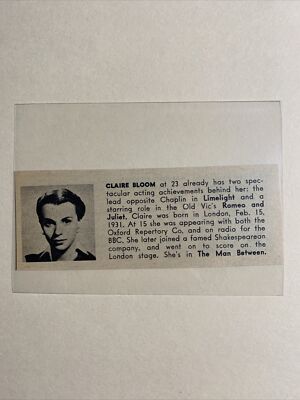 Claire Bloom Rome And Juliet & Massimo Girotti 1954 Hollywood Star Panel