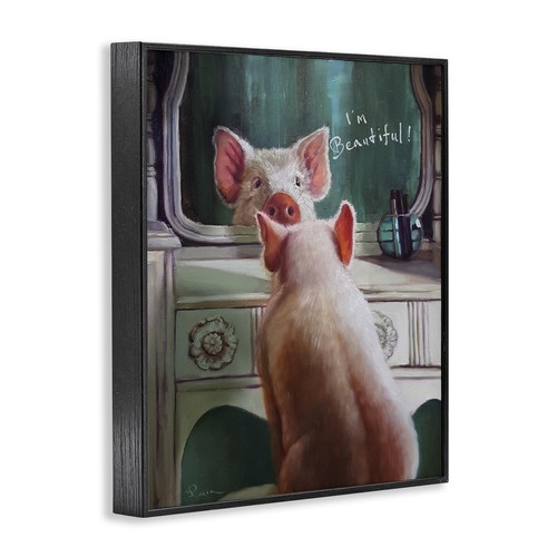 Stupell Industries I'm Beautiful Painted Pig in Mirror Illustration Wall Art,... - Picture 3 of 9