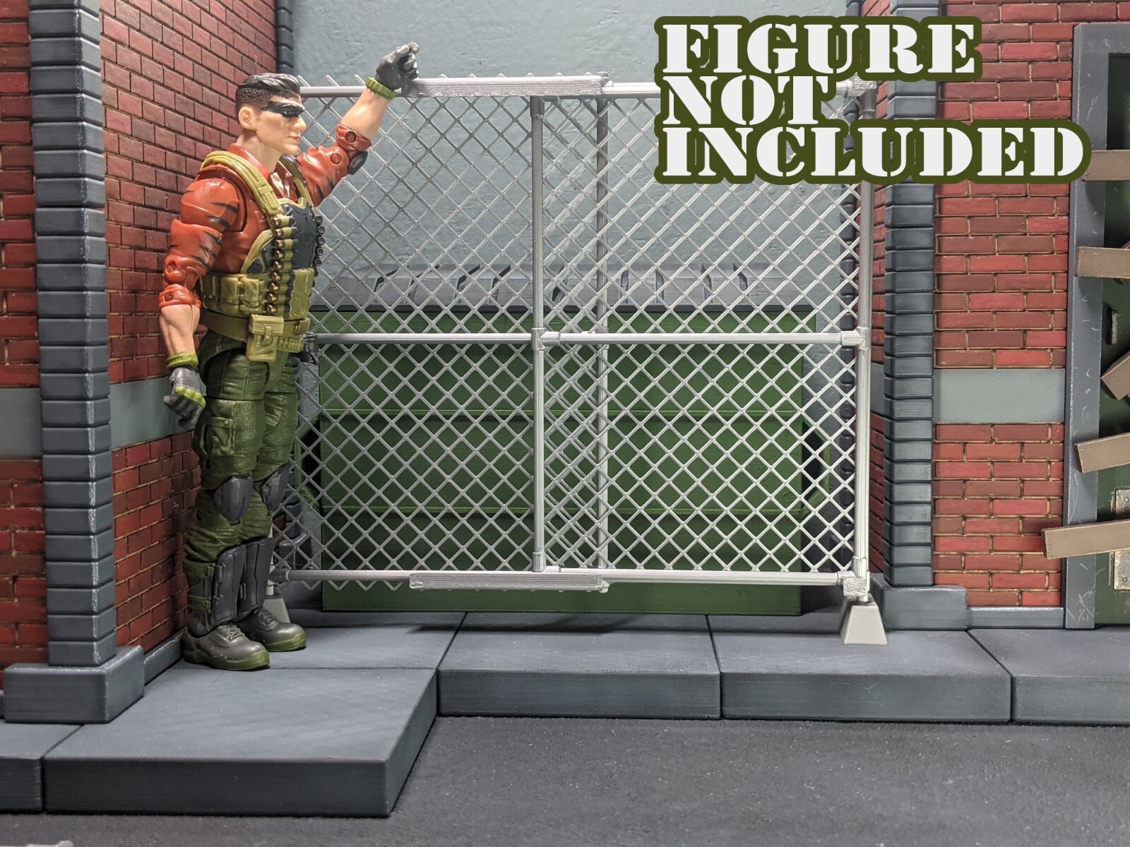 1/12 Scale Chain Link Fence/Gate- Display prop for 6
