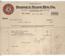 1929 BILLHEAD ST LOUIS MISSOURI BRIDGE AND BEACH (STOVE, FURNACE) MFG. CO.