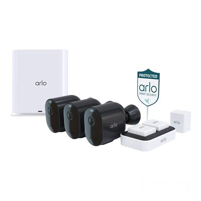 Arlo Pro 5S 2K Wireless 3 Camera Smart Security System with Dual-Band WiFi