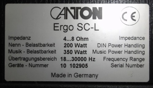 Canton Ergo SC-L Lautsprecher Schwarz 200/350 Watt SCL Standlautsprecher - Bild 6 von 8