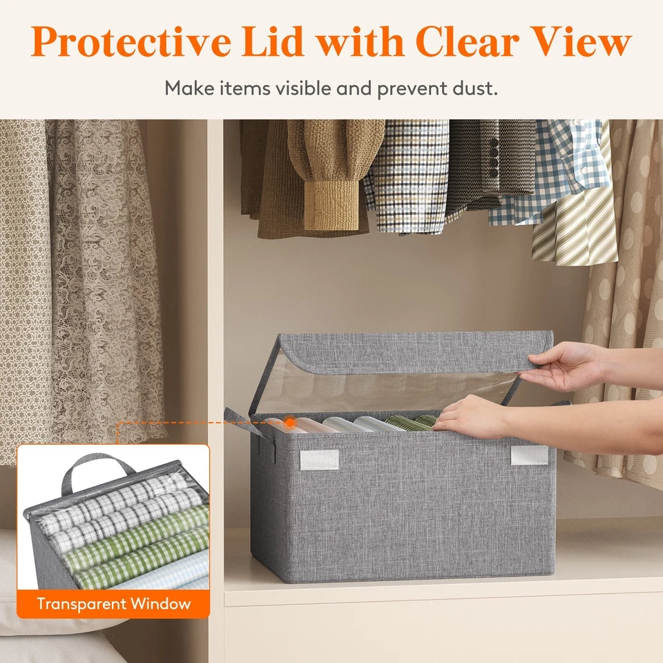 Cajas de almacenamiento de tela Lifewit 6 piezas, contenedores de almacenamiento apilables con tapas transparentes Foto 2 de 4