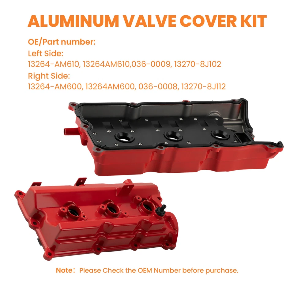 2x Upgrade Aluminum Valve Cover Kit for Infiniti FX35 G35 M35 Nissan 350Z 03-07 - Image 3 of 4
